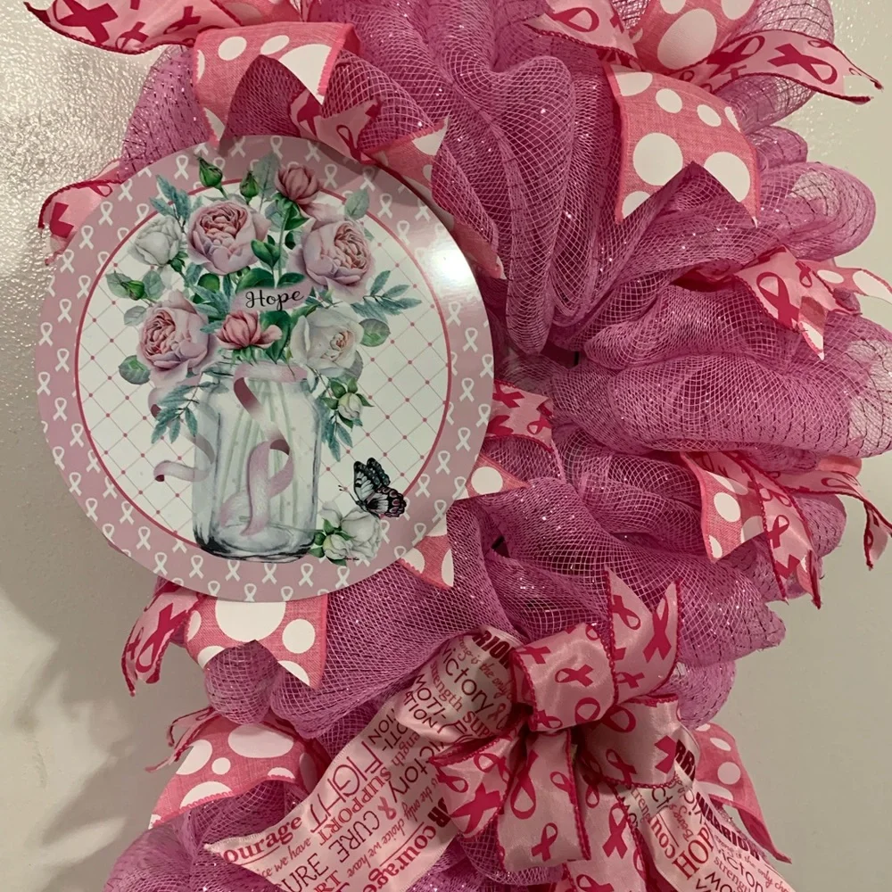 Item80Breast Awareness’s Wreath Support a family or friend Cancer Breast Wreath